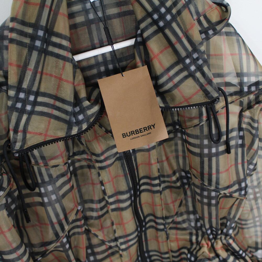 Burberry Nova Check Mesh Plaid Transparent Long Jacket - Picture 12 of 16